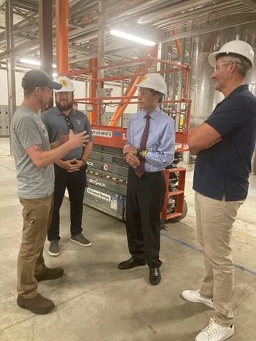 Blumenthal visited Athletic Brewing Company’s newest facility. Athletic’s Milford location is their third brewery and their largest location with 150,000 square feet of brewing facilities and office space. 